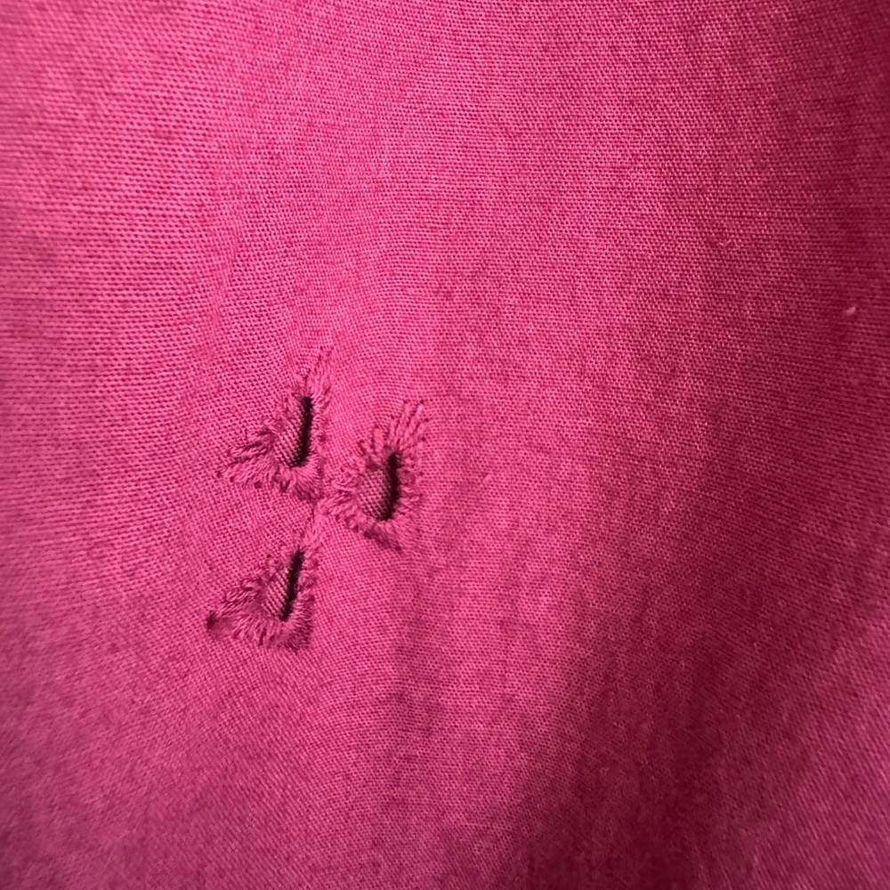 Wine Red Eyelet Mini Dress L Boho Scalloped Hem Embroidered Summer - Picture 4 of 7